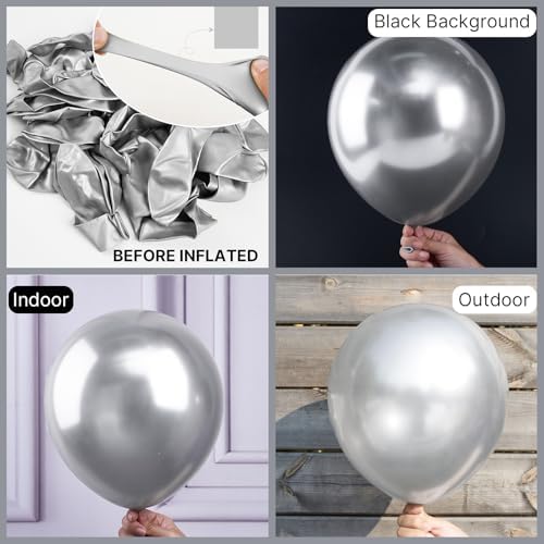 PartyWoo Metallic Silver Balloons 99 Pcs for Decorations