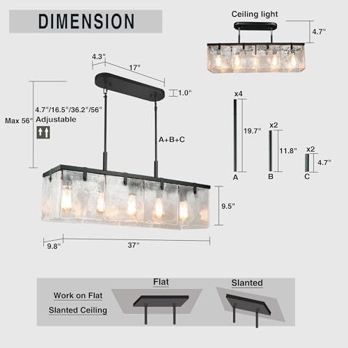 IKK Modern Textured Glass Chandelier for Dining Room
