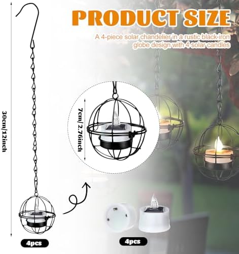 VIHOSE 4 Pack Solar Hanging Lanterns Outdoor Decoration