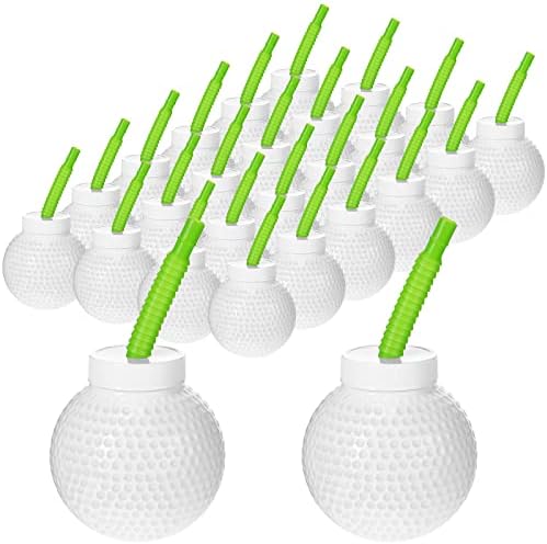 Sumind 24 Piece Golf Ball Cups with Straws and Lids