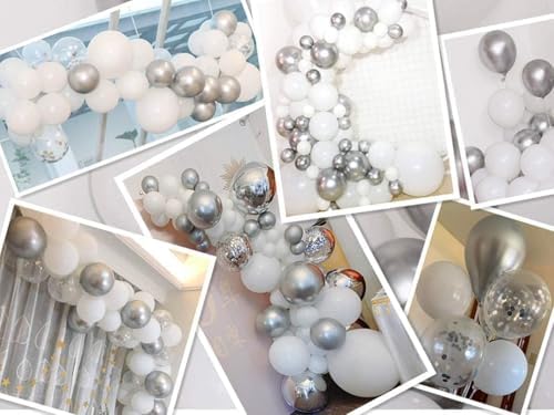 White and Silver Balloons Garland Arch Kit for Parties