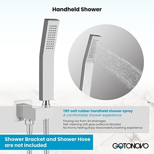 Gotonovo Wall Mount Chrome Polished Handheld Shower Head High Pressure Single Function