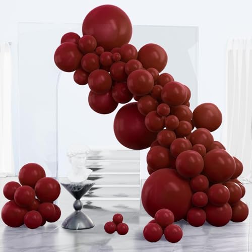 PartyWoo Burgundy Balloons 123 pcs Set