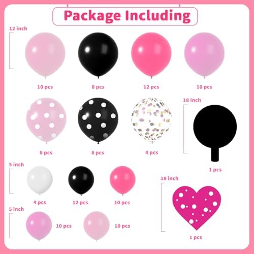 Pink Mouse Balloons Arch with Heart and Bow Tie Foil Balloons