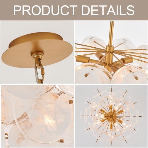 Modern 28 Inch Glass Chandelier for Bedroom and Living Room