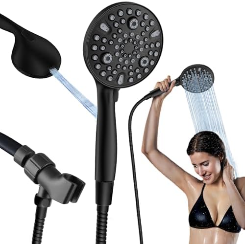 High Pressure Handheld Shower Head with 10 Settings Matte Black