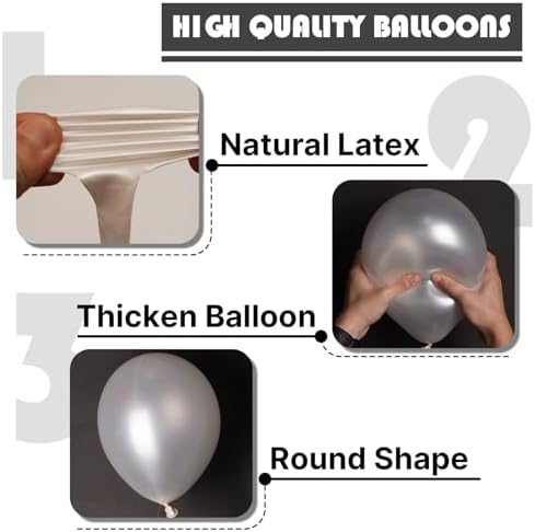 PartyWoo Pearl White Balloons 130 PCS Balloon Arch Kit