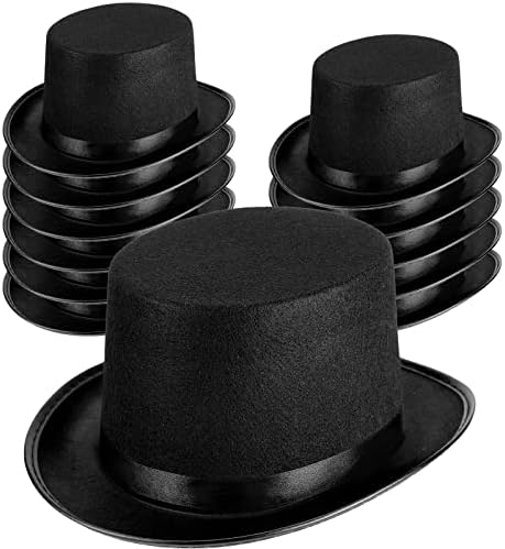 Loopeer 12 Pcs Black Felt Magician Hats for Men Women