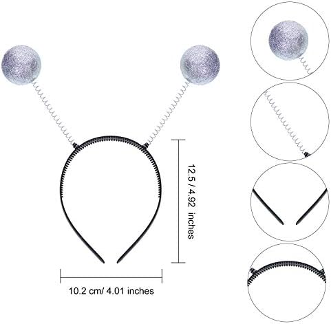 2 Pairs Alien Glasses with Rainbow Lens and 2 Antenna Headband Boppers