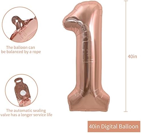 TONIFUL 40-Inch Rose Gold Number Balloon 1