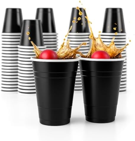 100 Pack Black 16 Oz Heavy Duty Party Cups