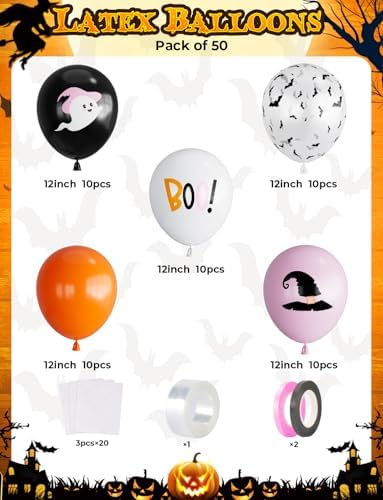 Halloween Balloons 50Pcs 12 Inch Party Decorations