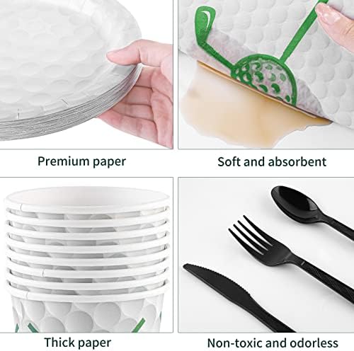 Durony 169-Piece Golf Party Set - Disposable Tableware and Tablecloth