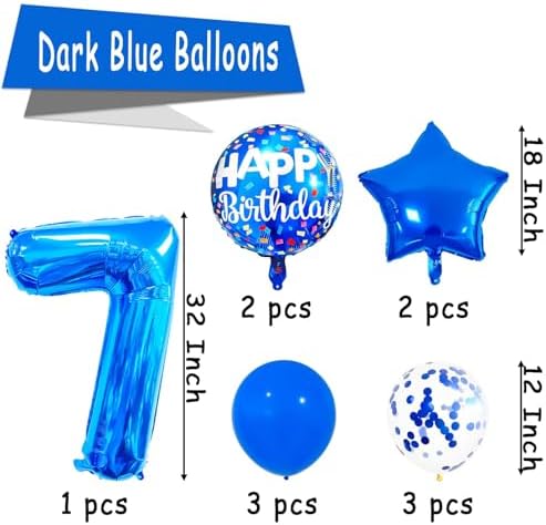 7 Balloon Number Set for Birthday Party Decorations