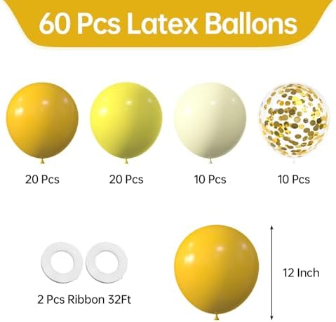 KALOR 60 Pcs 12 Inch Yellow Gold Balloons Decorations