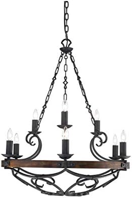 Golden Lighting 1821-9 Black Iron Chandelier