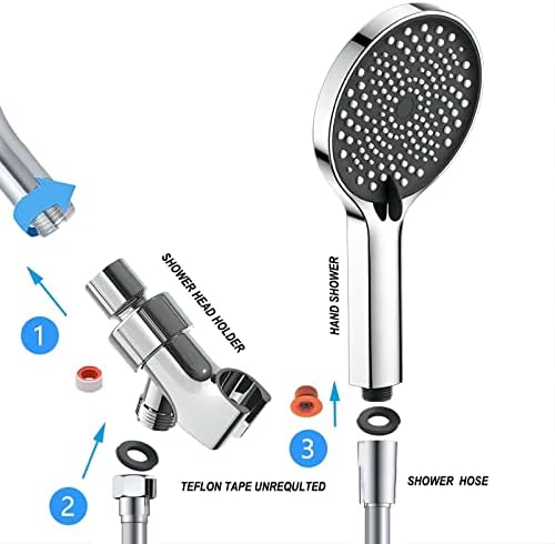 Handheld Shower Head with Chrome Face and PVC Hose