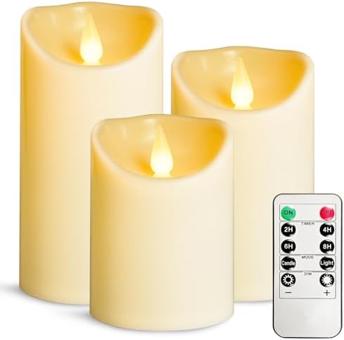 LEOSAN Flameless Candles with Remote Timer 3 pcs