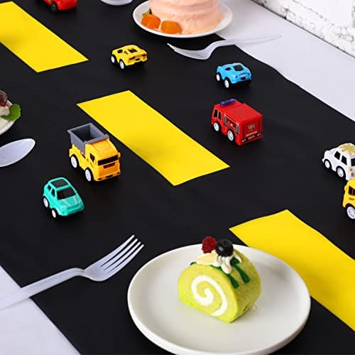 Construction Theme Table Runner 10x15ft Black Yellow Design