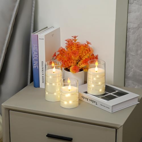 Aignis Flameless Candles with Remote Timer Set of 3