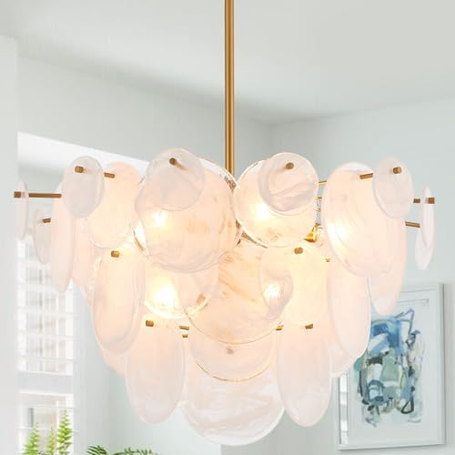 Modern 28 Inch Glass Chandelier for Bedroom and Living Room