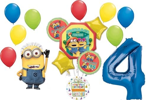 Anagram Despicable Me Minions 4th Birthday Balloon Bouquet Decorations