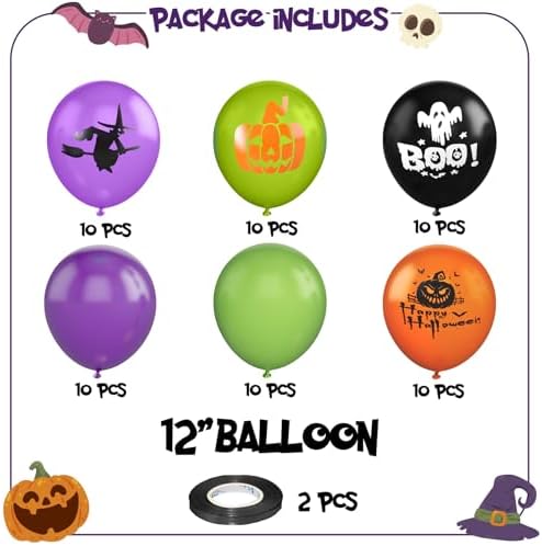 FunHot Halloween Balloons 60Pcs 12 Inch Decor Set