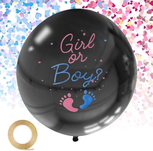 2Pack Gender Reveal Balloons with Blue Pink Confetti for Baby Shower Party Decoration