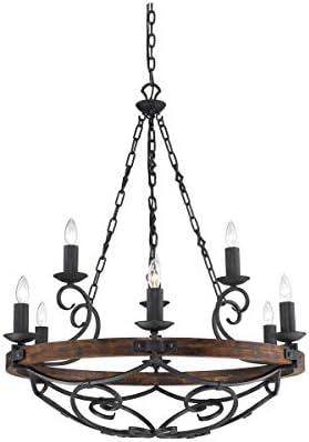 Golden Lighting 1821-9 Black Iron Chandelier