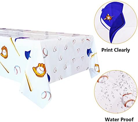 4 Pack Baseball Themed Tablecloth for Sports Birthday Party