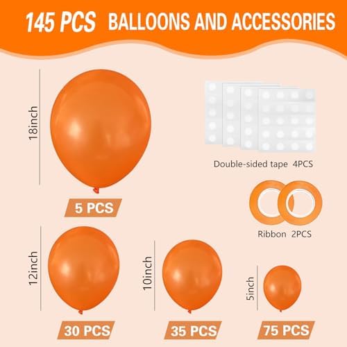 IXVAN Orange Balloons 145pcs Arch Garland Decor Kit
