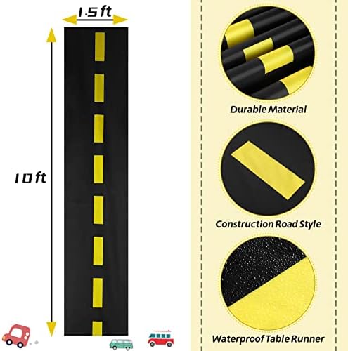 Construction Theme Table Runner 10x15ft Black Yellow Design