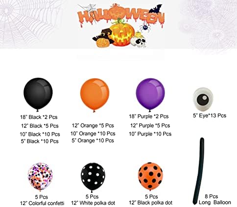 Bonropin Halloween Balloon Garland Kit with Spider Web and Confetti Balloons