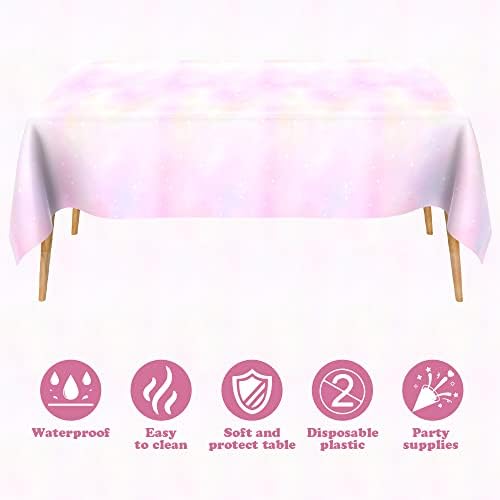 Bsofing Pastel Rainbow Tablecloth 2pcs 108x54in Waterproof Rectangle for Picnic Birthday Wedding Party Supplies