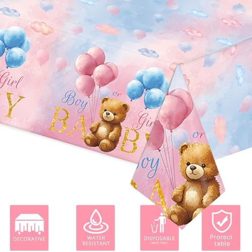 3 Pcs Bear Baby Shower Tablecloths 54x108in
