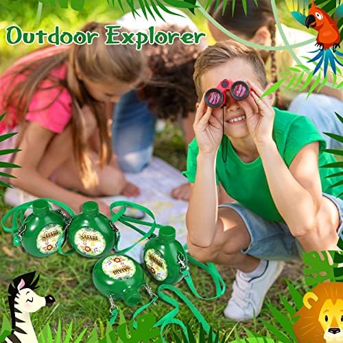 Eaasty 12 Set Jungle Safari Kids Water Bottles with Straps