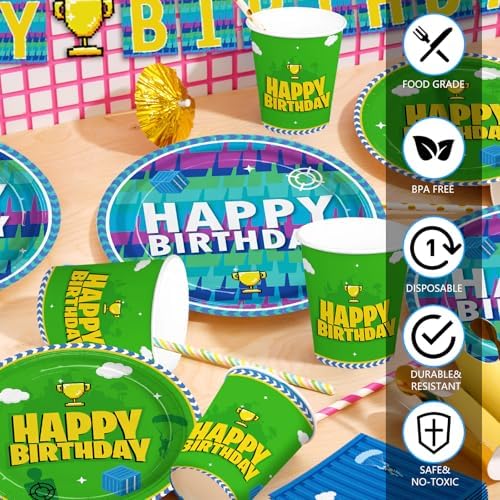 Video Game Themed Party Tableware Set for 24 Guests