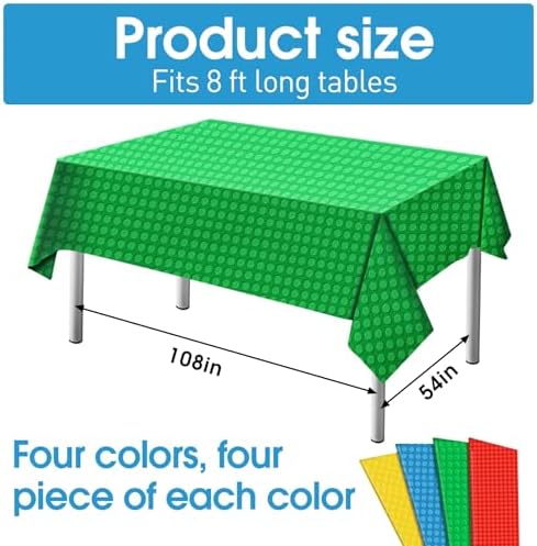 Wanjia 4PCS Building Block Tablecloths for Parties