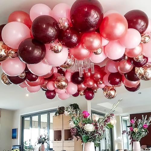 PartyWoo Burgundy Balloons 123 pcs Set