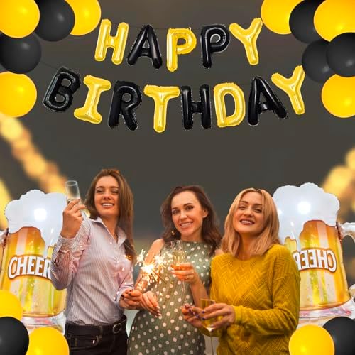 FBQ 45 Pcs Beer Themed Birthday Balloons Decorations