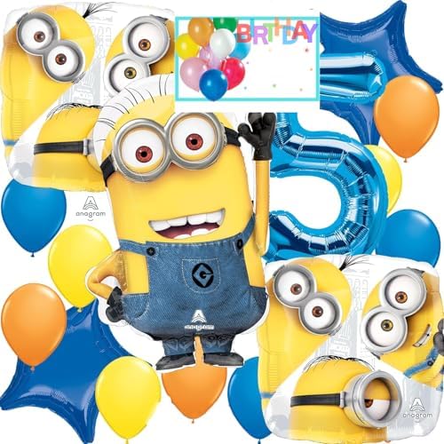 Minions Birthday Foil Balloon Bouquet Set