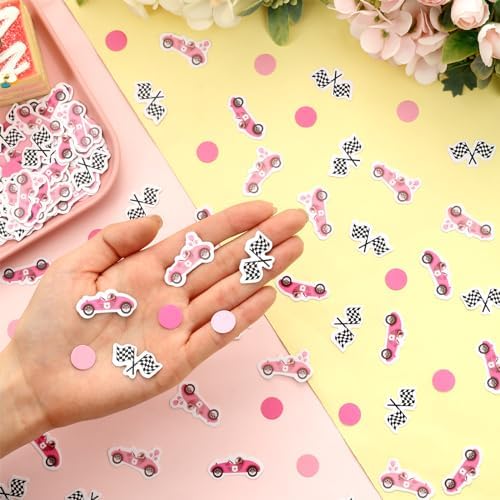 Wonmelody Race Car Confetti Party Decor 200PCS Pink