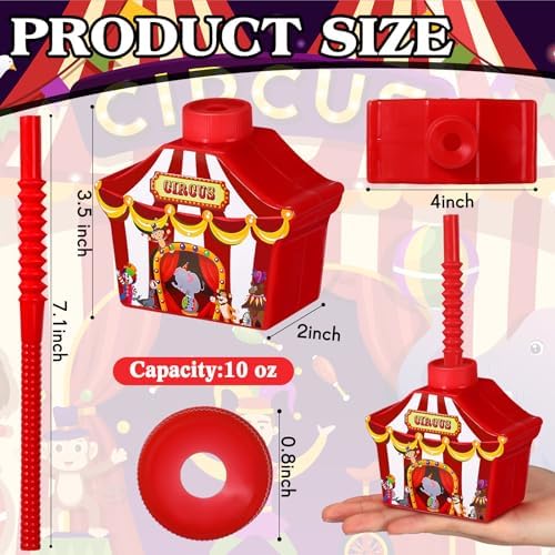 Tanlade 12 Pcs Circus Shape Cups with Straws and Lids