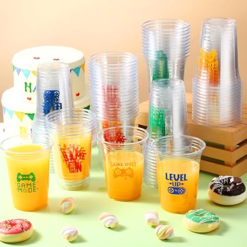 Geyoga 100 Pcs 16 Oz Clear Party Cups for Gaming Events