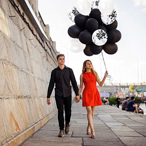 Hestya 100 Piece 12 Inch White Black Balloons Party Decoration Kit