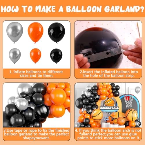 Basketball Balloon Arch Kit for Sports Themed Party