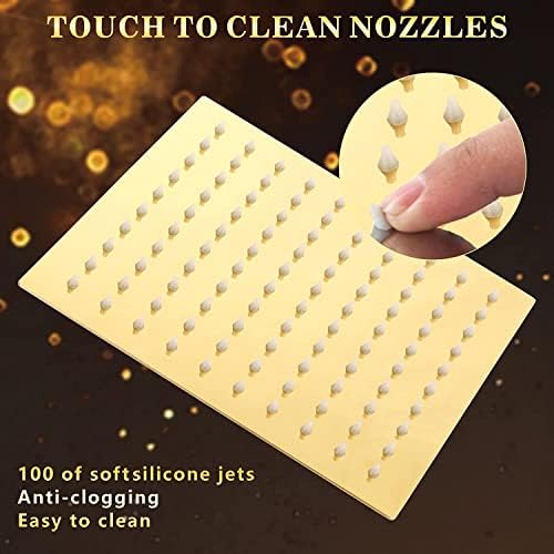 Bellearly Gold High Pressure Square Shower Head with Handheld and 3 Way Diverter