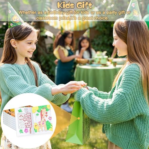 BenLouis 24 Jungle Safari Mini Coloring Books with Stacking Crayons