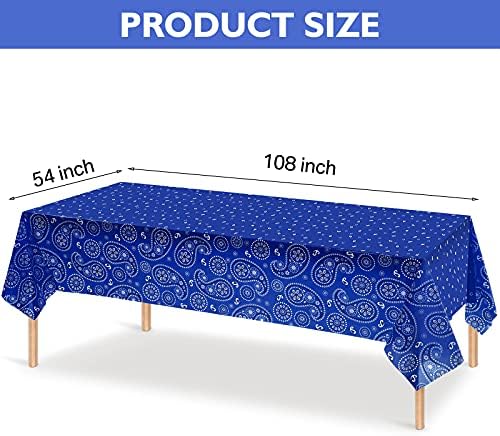 Tatuo Western Paisley Bandana Table Cover 108x54in Blue 3 Pack