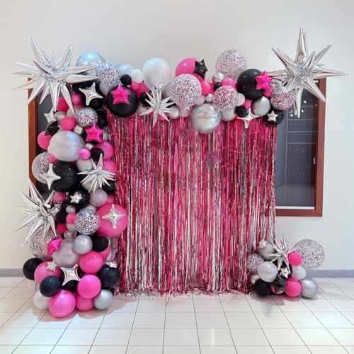 Silver Star Balloons Set with 6Pcs 22Inch Cone Star Foil and 10Pcs 10Inch Four Pointed Star Balloons